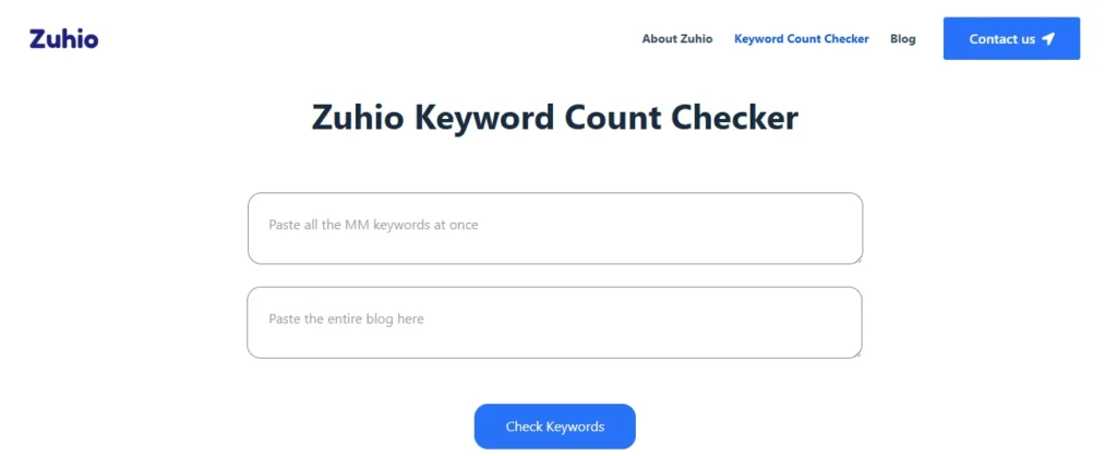 zuhio keyword count checker tool homepage